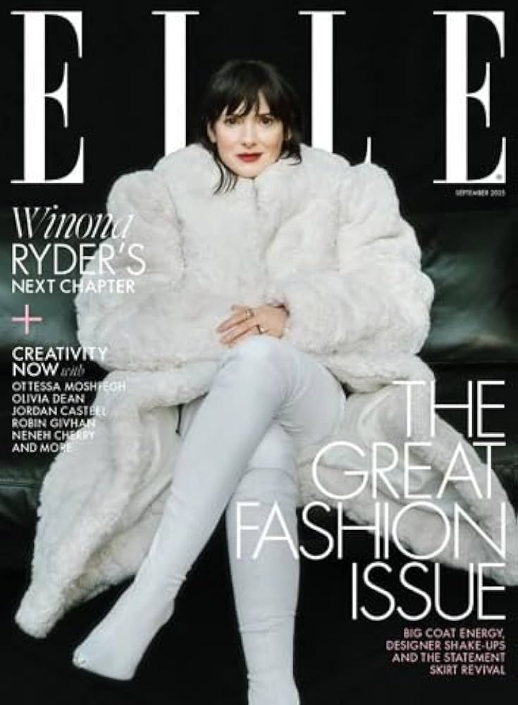 Winona Ryder on the cover of ELLE UK September 2025